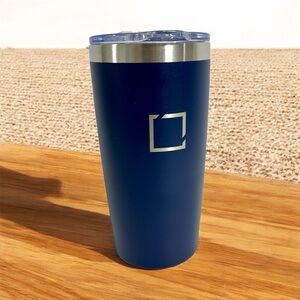 Blue Tumbler with Silver Logo